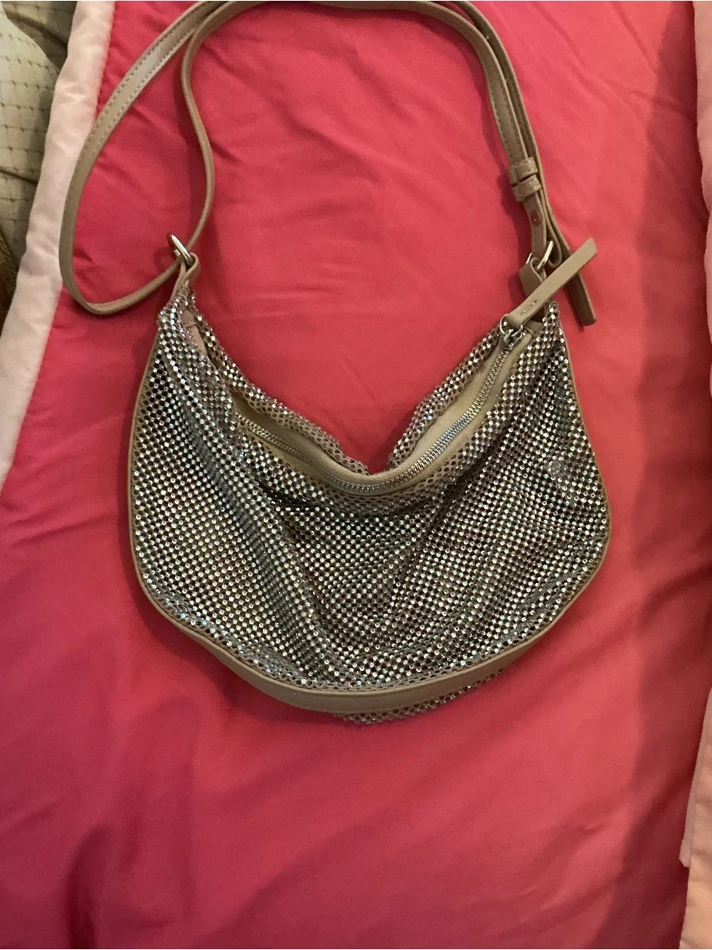 Forever 21 Rhinestone Silver Crystal Mesh Shoulder Bag NWOT